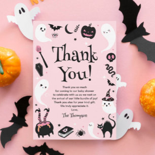 A Little Boo Halloween Baby Shower Girl Thank You Card