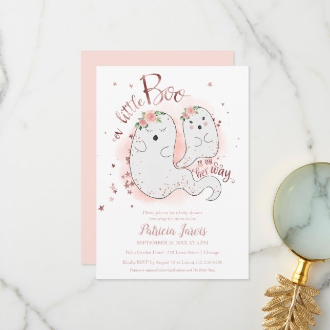 A Little Boo Halloween Baby Shower Invitation (Front/Back In Situ)