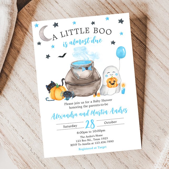 A Little Boo Halloween Baby Shower  Invitation (Blue A Little Boo Baby Shower Invitation)