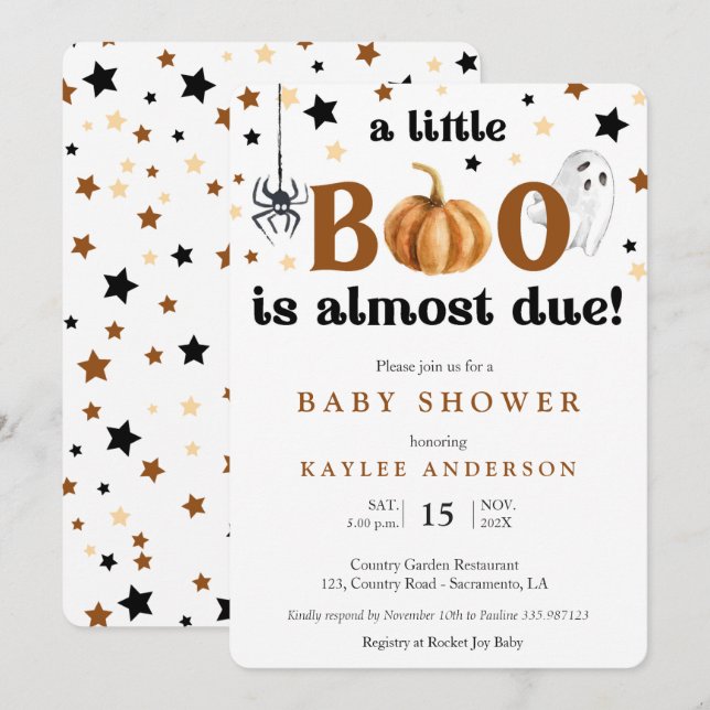 A little boo Halloween Baby shower invitation (Front/Back)
