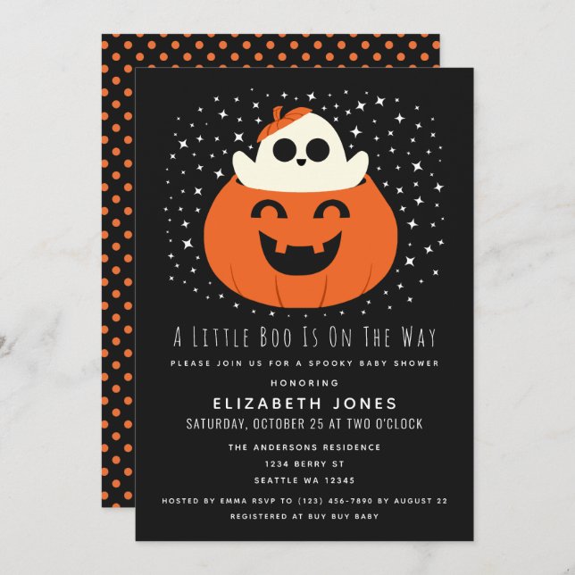 A Little Boo Halloween Baby Shower Invitation (Front/Back)