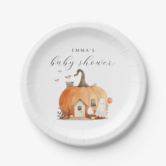 A Little Boo Halloween Baby Shower Paper Plate (Front)