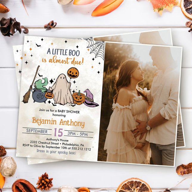 A Little Boo Halloween Baby Shower Party Photo Invitation (Creator Uploaded)