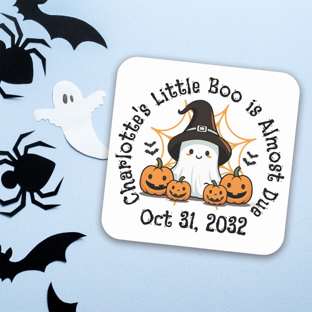 A Little Boo Halloween Baby Shower Square Sticker (Creator Uploaded)
