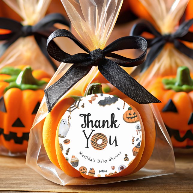 A Little Boo Halloween Baby Shower Thank You Classic Round Sticker (Creator Uploaded)