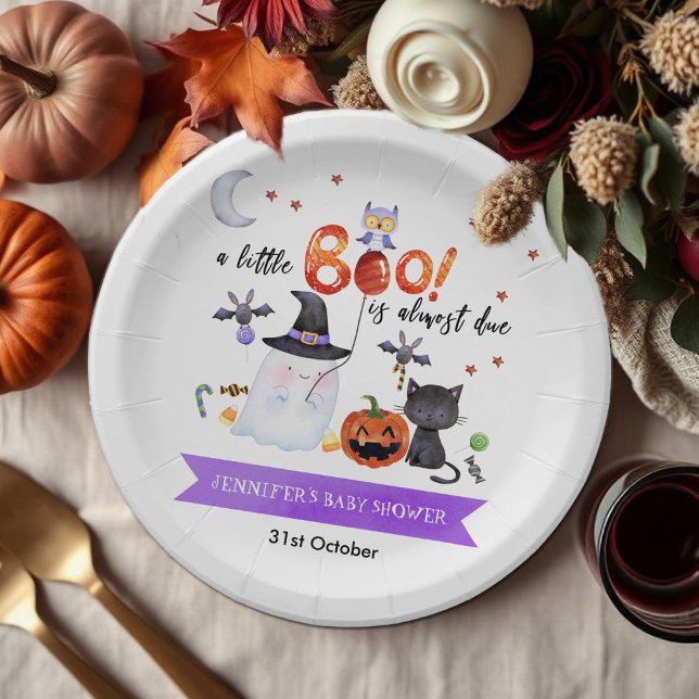 A Little Boo Halloween Baby Shower Witch Hat Paper Plate (Creator Uploaded)