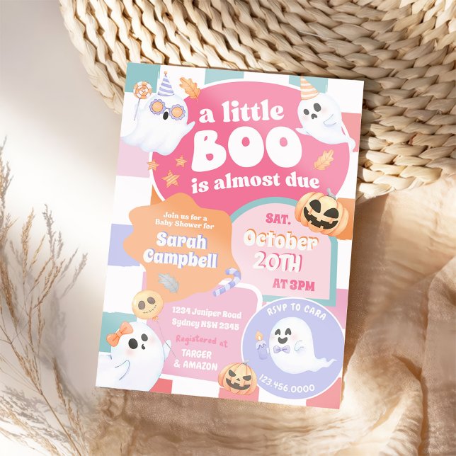 A Little Boo Halloween Groovy Baby Shower Party Invitation (Creator Uploaded)