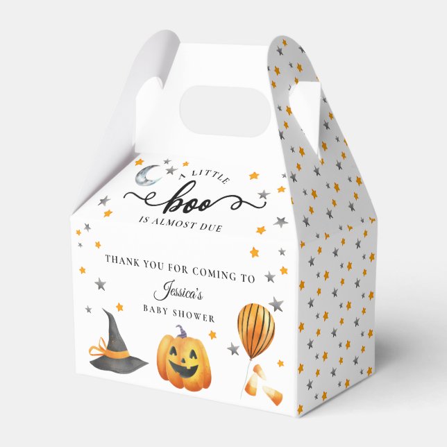 A Little Boo Halloween Pumpkin Fall Baby Shower  Favour Box (Front Side)