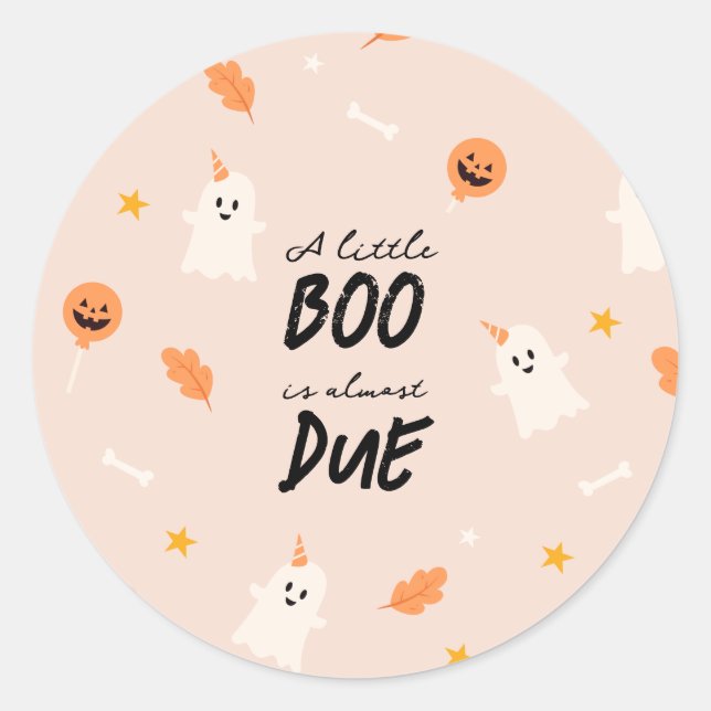 A little boo is almost due baby shower  classic round sticker (Front)