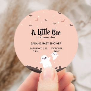 A Little Boo Is Almost Due Baby Shower Ghost Classic Round Sticker