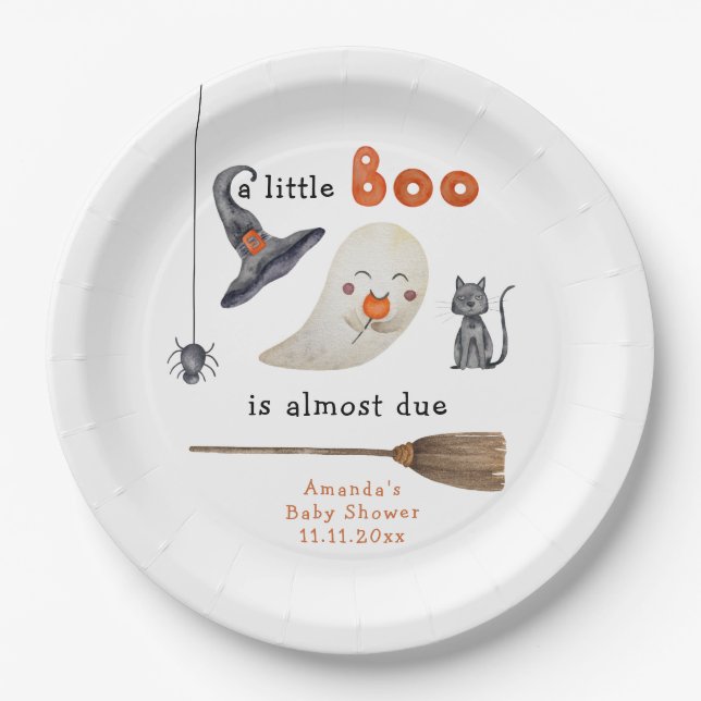 A little Boo is almost due Baby shower Paper Plate (Front)