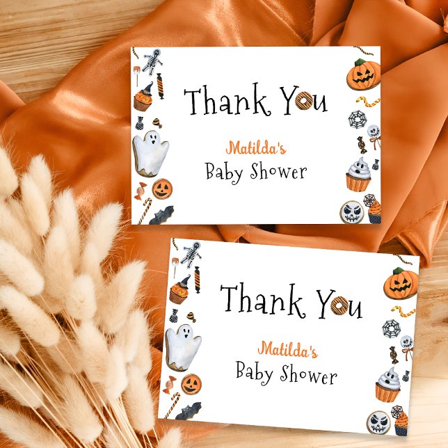 A Little Boo Is Almost Due Baby Shower Thank You Card (Creator Uploaded)