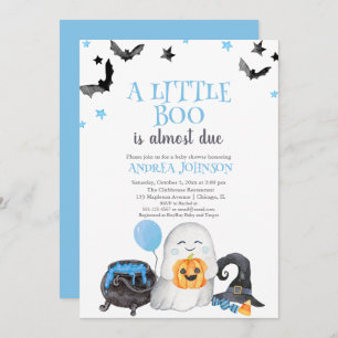 A Little Boo Is Almost Due Blue Boy Baby Shower  Invitation