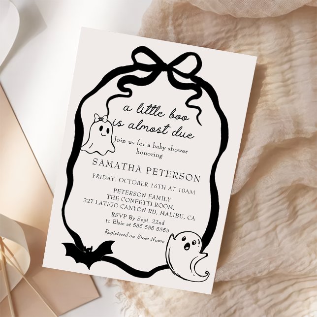 A Little boo is almost due Bow baby shower Invitation (Creator Uploaded)