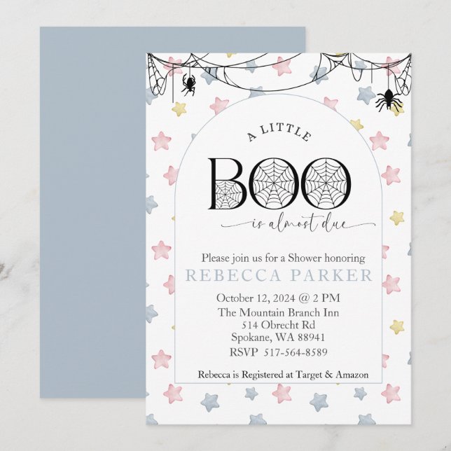 A Little Boo is almost due Boy Baby Shower Invitation (Front/Back)