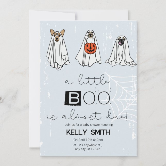 A Little Boo is Almost Due Boy Baby Shower Invite (Front)