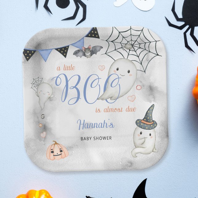 A Little Boo is Almost Due Boy Baby Shower  Paper Plate (Creator Uploaded)