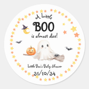 "A Little Boo is almost Due!" Classic Round Sticker