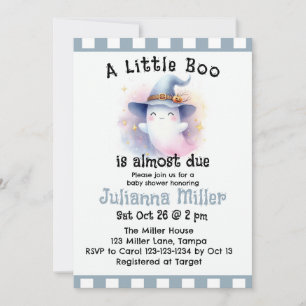 A Little Boo is Almost Due Cute Ghost Baby Shower Holiday Card