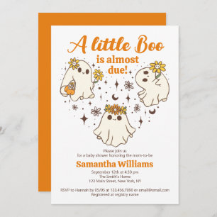 A Little Boo Is Almost Due Cute Ghost Baby Shower Invitation