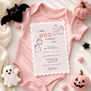 A Little Boo Is Almost Due Cute Pink Baby Shower Invitation