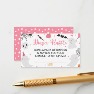 A Little Boo is Almost Due Diaper Raffle Card Girl