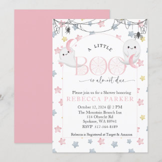 A Little Boo is almost due Girl Baby Shower Invitation