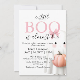 A Little Boo Is Almost Due Girl Baby Shower Pink Invitation