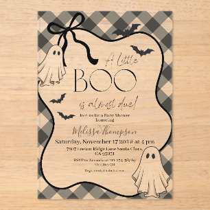 A Little Boo Is Almost Due Halloween Baby Shower Acrylic Invitations