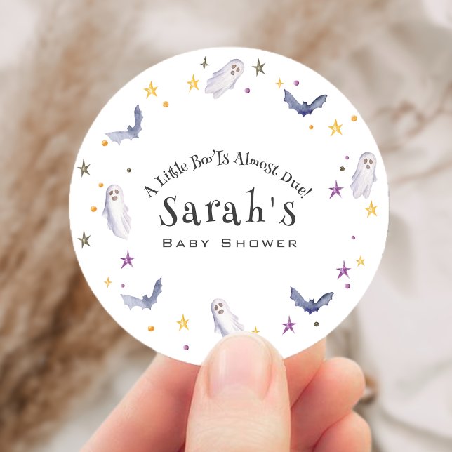 A Little Boo Is Almost Due Halloween Baby Shower Classic Round Sticker (A Little Boo Is Almost Due Halloween Baby Shower Classic Round Sticker)