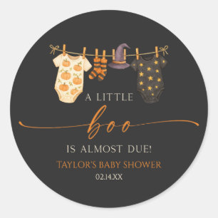 A Little Boo Is Almost Due! Halloween Baby Shower Classic Round Sticker