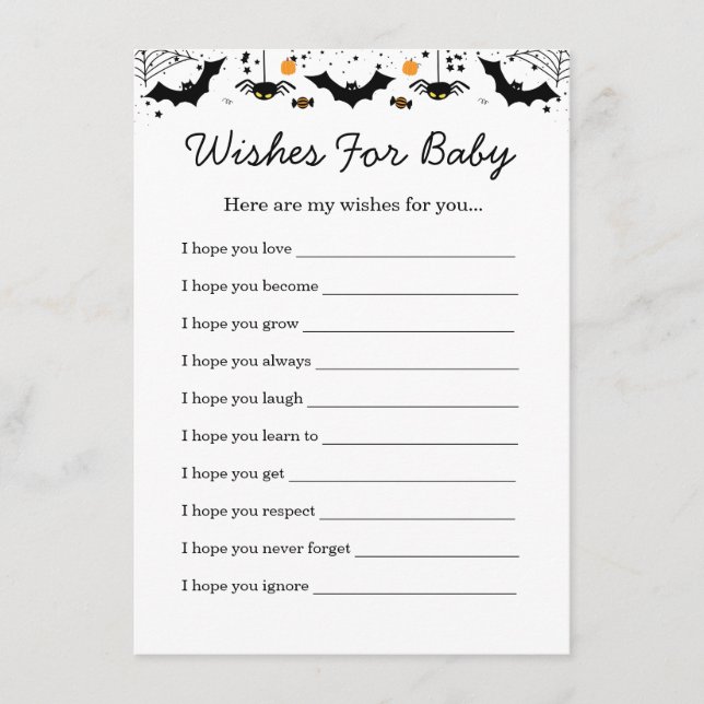 A Little Boo Is Almost Due Halloween Baby Shower Enclosure Card (Front)
