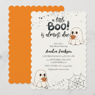 A little boo is almost due Halloween Baby shower Invitation