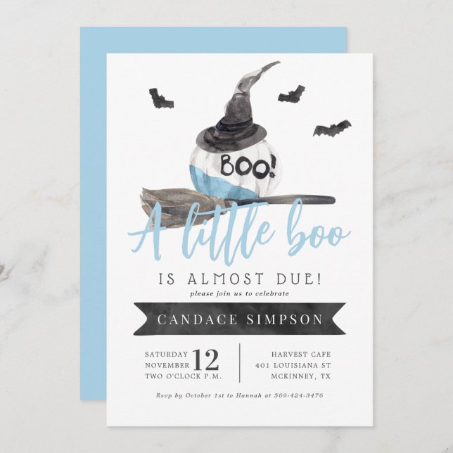 A Little Boo is Almost Due Halloween Baby Shower Invitation (Front/Back)