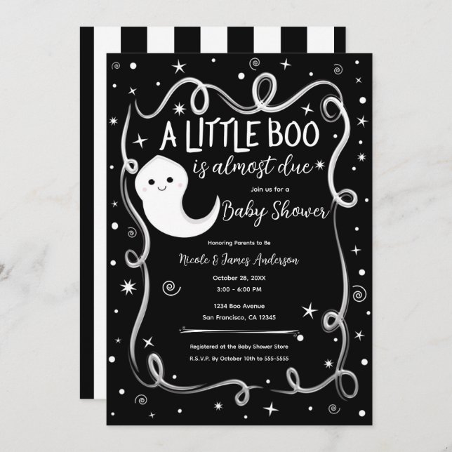 A Little Boo is Almost Due Halloween Baby Shower  Invitation (Front/Back)