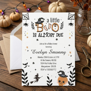 a little boo is almost due halloween baby shower invitation