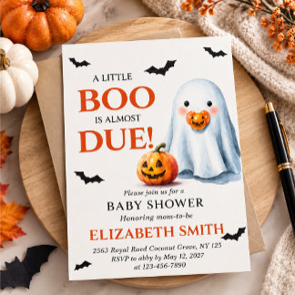 A Little Boo Is Almost Due Halloween Baby Shower Invitation