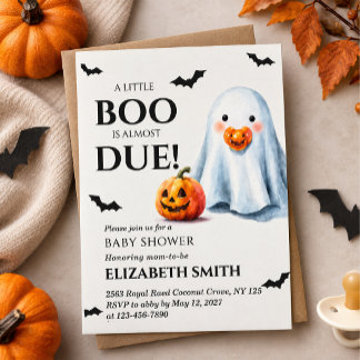 A Little Boo Is Almost Due Halloween Baby Shower Invitation
