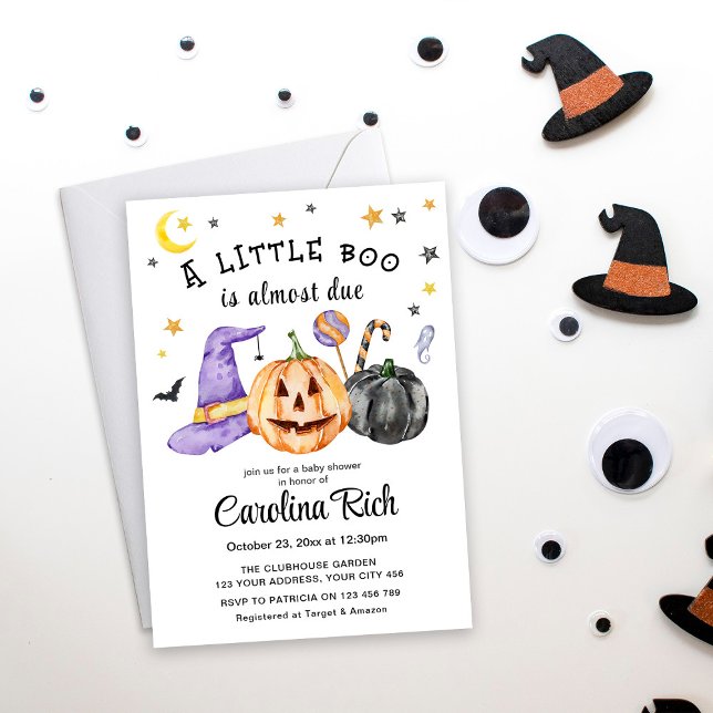A Little Boo Is Almost Due Halloween Baby Shower Invitation (Creator Uploaded)