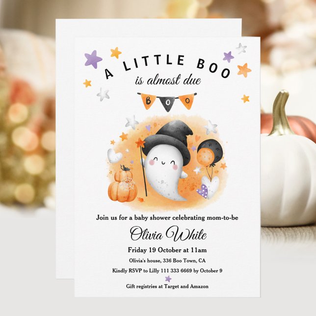 A Little Boo Is Almost Due Halloween Baby Shower Invitation (A Little Boo Is Almost Due Halloween Baby Shower Invitation)