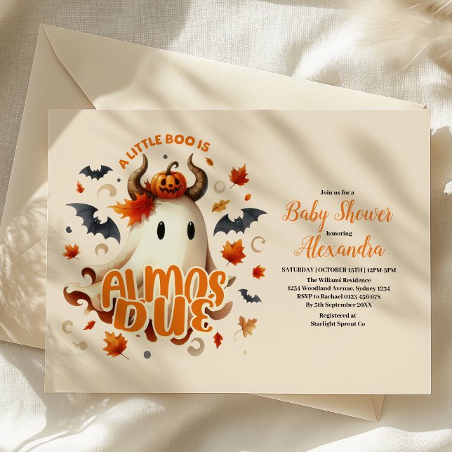 A Little Boo is Almost Due Halloween Baby Shower Invitation (Creator Uploaded)