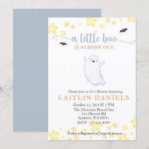 A Little Boo is almost due Halloween Baby Shower Invitation