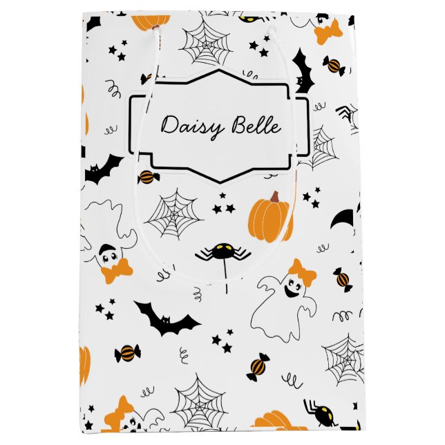 A Little Boo Is Almost Due Halloween Baby Shower Medium Gift Bag (Front)