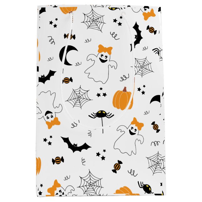 A Little Boo Is Almost Due Halloween Baby Shower Medium Gift Bag (Front)