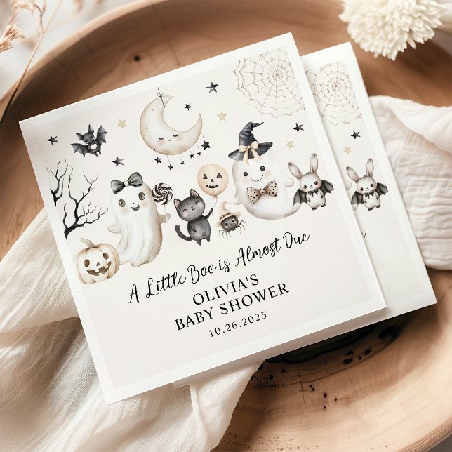A Little Boo is Almost Due Halloween Baby Shower Napkin (Creator Uploaded)