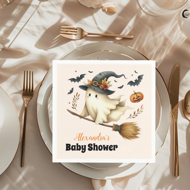 A Little Boo is Almost Due Halloween Baby Shower Napkin (Creator Uploaded)