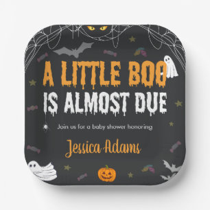 A Little Boo Is Almost Due Halloween Baby Shower Paper Plate