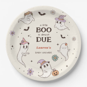 A Little Boo is Almost Due Halloween Baby Shower Paper Plate