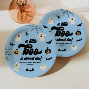 A Little Boo Is Almost Due! Halloween Baby Shower Paper Plate