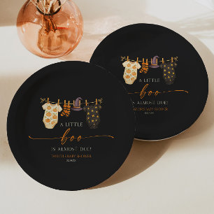 A Little Boo Is Almost Due! Halloween Baby Shower Paper Plate